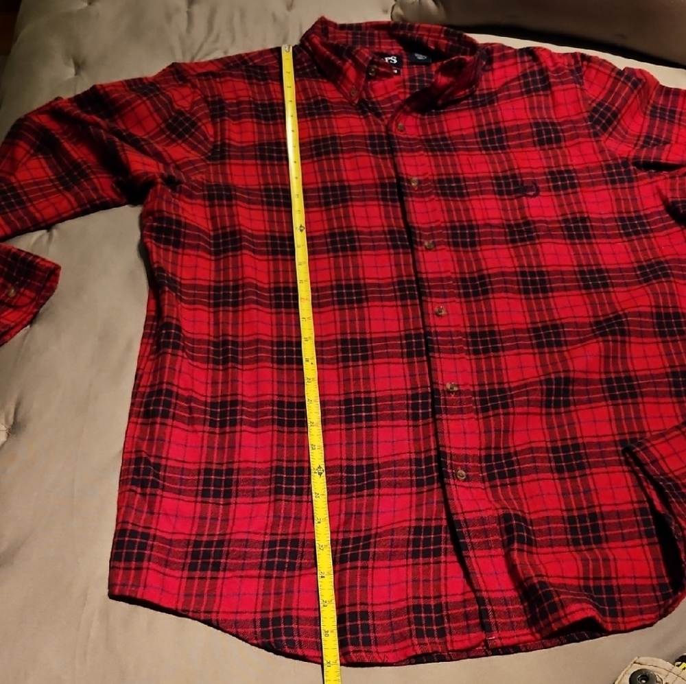 Chaps Performance Red And Black Plaid Flannel But… - image 6